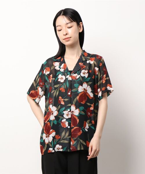 SpRay（スプレイ）の「花柄オープンカラーシャツ（シャツ/ブラウス・レディース・ブラック/オフホワイト/ブルー・FREE）」の14枚目の写真