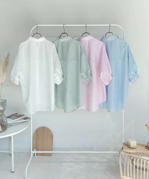 AS KNOW AS plus（アズノゥアズプラス）の「●Wポケットシンプル5分袖シャツ（シャツ/ブラウス・レディース・オフホワイト/グリーン系その他/ブルー系その他/ピンク系その他・FREE）」の6枚目の写真