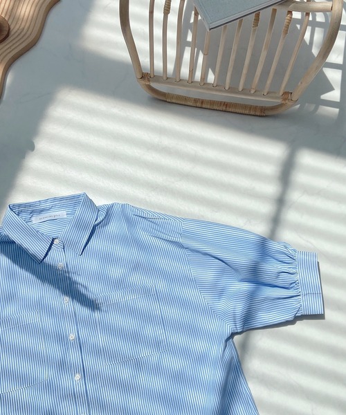 AS KNOW AS plus（アズノゥアズプラス）の「●Wポケットシンプル5分袖シャツ（シャツ/ブラウス・レディース・オフホワイト/グリーン系その他/ブルー系その他/ピンク系その他・FREE）」の7枚目の写真