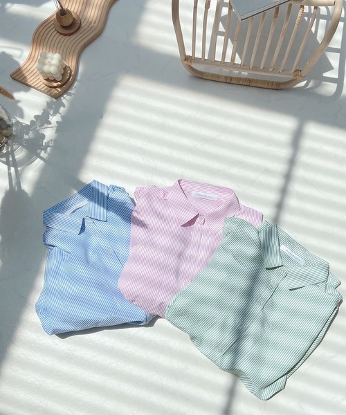 AS KNOW AS plus（アズノゥアズプラス）の「●Wポケットシンプル5分袖シャツ（シャツ/ブラウス・レディース・オフホワイト/グリーン系その他/ブルー系その他/ピンク系その他・FREE）」の11枚目の写真