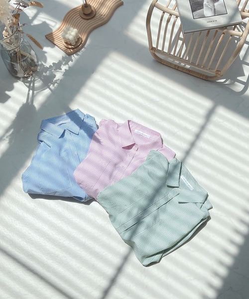 AS KNOW AS plus（アズノゥアズプラス）の「●Wポケットシンプル5分袖シャツ（シャツ/ブラウス・レディース・オフホワイト/グリーン系その他/ブルー系その他/ピンク系その他・FREE）」の14枚目の写真