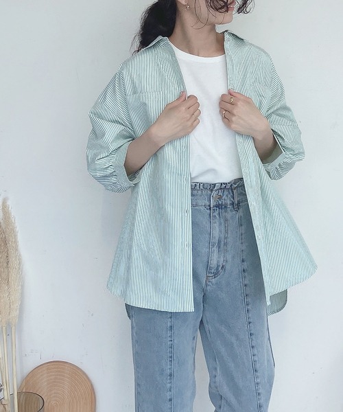 AS KNOW AS plus（アズノゥアズプラス）の「●Wポケットシンプル5分袖シャツ（シャツ/ブラウス・レディース・オフホワイト/グリーン系その他/ブルー系その他/ピンク系その他・FREE）」の21枚目の写真