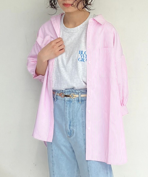 AS KNOW AS plus（アズノゥアズプラス）の「●Wポケットシンプル5分袖シャツ（シャツ/ブラウス・レディース・オフホワイト/グリーン系その他/ブルー系その他/ピンク系その他・FREE）」の17枚目の写真