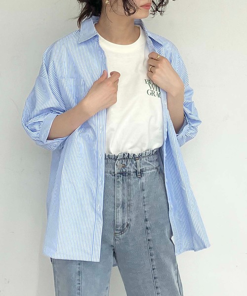 AS KNOW AS plus（アズノゥアズプラス）の「●Wポケットシンプル5分袖シャツ（シャツ/ブラウス・レディース・オフホワイト/グリーン系その他/ブルー系その他/ピンク系その他・FREE）」の19枚目の写真