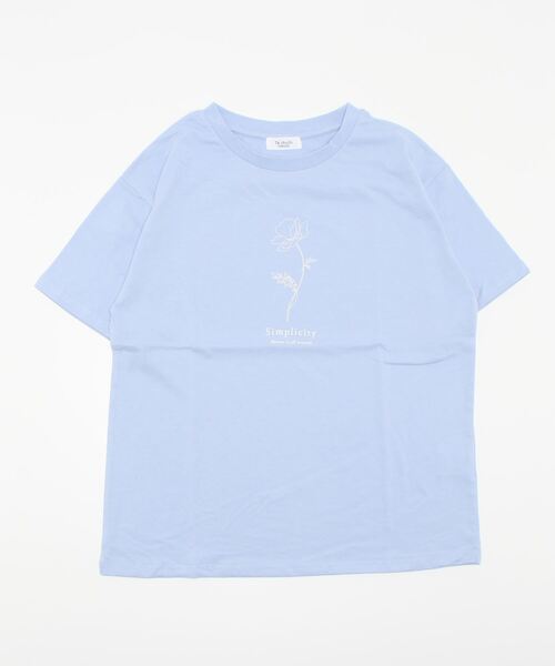 Te chichi TERRASSE（テチチテラス）の「ドローイングフラワーTシャツ（Tシャツ/カットソー・レディース・オフホワイト/ブルー/チャコール・ﾌﾘ-）」の3枚目の写真