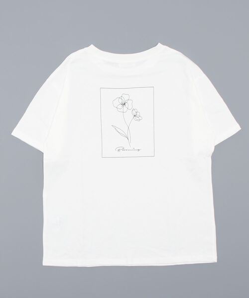 Te chichi TERRASSE（テチチテラス）の「ドローイングフラワーTシャツ（Tシャツ/カットソー・レディース・オフホワイト/ブルー/チャコール・ﾌﾘ-）」の4枚目の写真