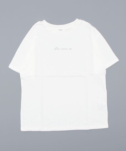 Te chichi TERRASSE（テチチテラス）の「ドローイングフラワーTシャツ（Tシャツ/カットソー・レディース・オフホワイト/ブルー/チャコール・ﾌﾘ-）」の14枚目の写真