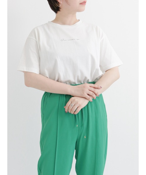 Te chichi TERRASSE（テチチテラス）の「ドローイングフラワーTシャツ（Tシャツ/カットソー・レディース・オフホワイト/ブルー/チャコール・ﾌﾘ-）」の8枚目の写真