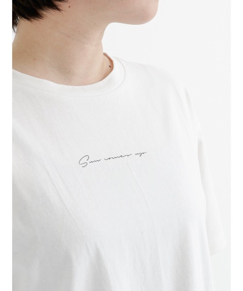 Te chichi TERRASSE（テチチテラス）の「ドローイングフラワーTシャツ（Tシャツ/カットソー・レディース・オフホワイト/ブルー/チャコール・ﾌﾘ-）」の12枚目の写真