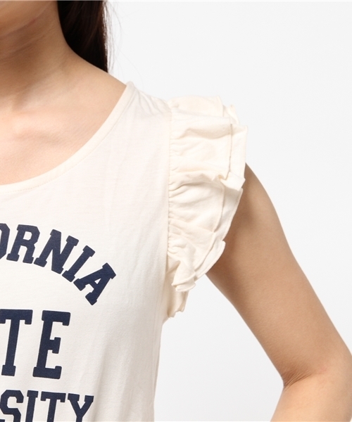 OUTLET（アウトレット）の「【Discoat Petit】肩フリルロゴT（Tシャツ/カットソー・レディース・オフホワイト/カーキ/ネイビー・FREE）」の8枚目の写真