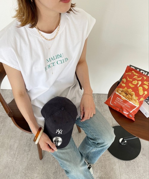 reca（レカ）の「フレンチスリーブチビロゴTシャツ（Tシャツ/カットソー・レディース・ブラック/オフホワイト/オレンジ/グリーン・FREE）」の5枚目の写真