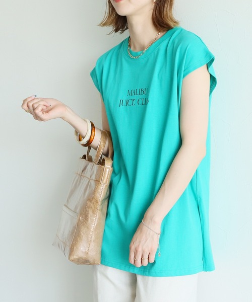 reca（レカ）の「フレンチスリーブチビロゴTシャツ（Tシャツ/カットソー・レディース・ブラック/オフホワイト/オレンジ/グリーン・FREE）」の11枚目の写真