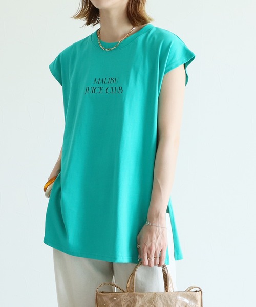 reca（レカ）の「フレンチスリーブチビロゴTシャツ（Tシャツ/カットソー・レディース・ブラック/オフホワイト/オレンジ/グリーン・FREE）」の12枚目の写真