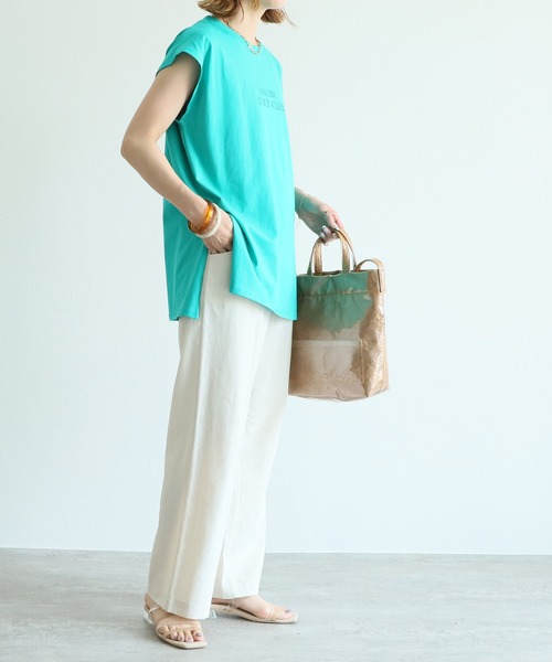 reca（レカ）の「フレンチスリーブチビロゴTシャツ（Tシャツ/カットソー・レディース・ブラック/オフホワイト/オレンジ/グリーン・FREE）」の13枚目の写真