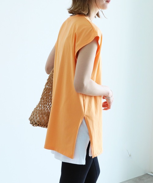 reca（レカ）の「フレンチスリーブチビロゴTシャツ（Tシャツ/カットソー・レディース・ブラック/オフホワイト/オレンジ/グリーン・FREE）」の14枚目の写真