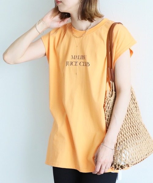 reca（レカ）の「フレンチスリーブチビロゴTシャツ（Tシャツ/カットソー・レディース・ブラック/オフホワイト/オレンジ/グリーン・FREE）」の15枚目の写真