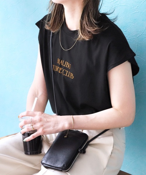 reca（レカ）の「フレンチスリーブチビロゴTシャツ（Tシャツ/カットソー・レディース・ブラック/オフホワイト/オレンジ/グリーン・FREE）」の22枚目の写真