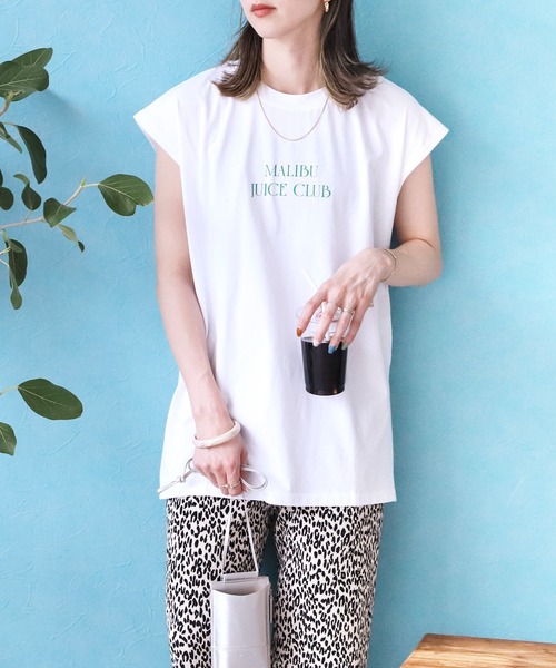 reca（レカ）の「フレンチスリーブチビロゴTシャツ（Tシャツ/カットソー・レディース・ブラック/オフホワイト/オレンジ/グリーン・FREE）」の18枚目の写真