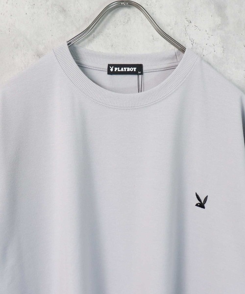 PLAYBOY（プレイボーイ）の「PLAYBOY ワンポイントロゴ刺繍Tシャツ ハーフパンツ セットアップ（Tシャツ/カットソー・メンズ・ブラック/グレー・M/L/XL）」の15枚目の写真