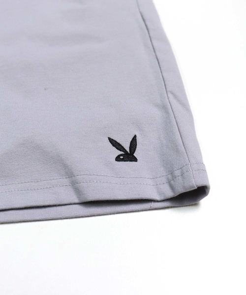 PLAYBOY（プレイボーイ）の「PLAYBOY ワンポイントロゴ刺繍Tシャツ ハーフパンツ セットアップ（Tシャツ/カットソー・メンズ・ブラック/グレー・M/L/XL）」の9枚目の写真