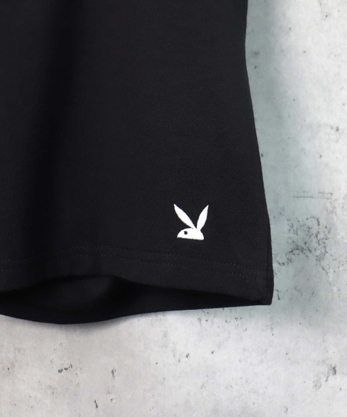 PLAYBOY（プレイボーイ）の「PLAYBOY ワンポイントロゴ刺繍Tシャツ ハーフパンツ セットアップ（Tシャツ/カットソー・メンズ・ブラック/グレー・M/L/XL）」の14枚目の写真