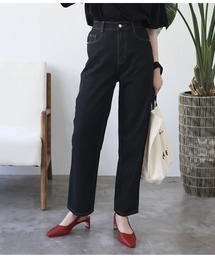バックゴムストレートデニムパンツ