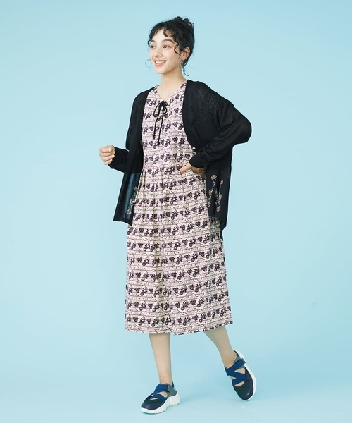 Jocomomola(ホコモモラ)の「Cantar ボーダーワンピース(ワンピース・レディース・ピンク/ブラック・40)」の12枚目の写真