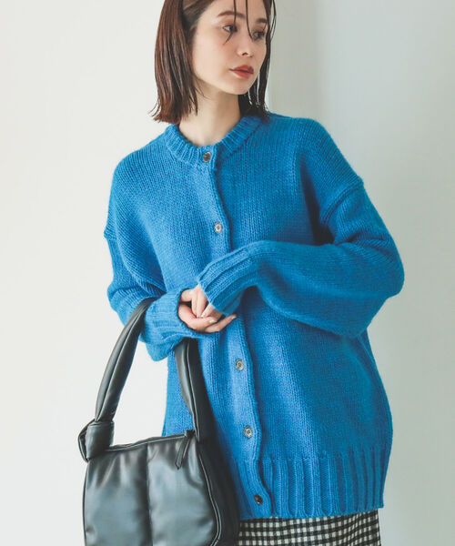 B:MING by BEAMS(ビーミングバイビームス)の「B:MING by BEAMS / エドワード クルーネック カーディガン 22AW(カーディガン/ボレロ・レディース・ベージュ/オリーブ/サックスブルー/ピンク/トップグレー・FREE)」の5枚目の写真
