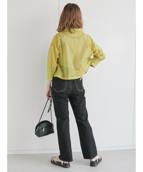 ehka sopo（エヘカソポ）の「ショート丈シアーシャツ（シャツ/ブラウス・レディース・グレー/オフホワイト/ピンク/グリーン・ﾌﾘ-）」の7枚目の写真