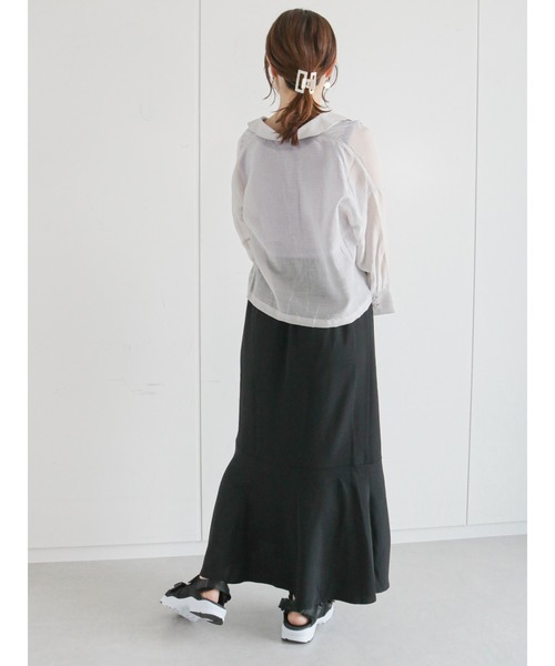 ehka sopo（エヘカソポ）の「ショート丈シアーシャツ（シャツ/ブラウス・レディース・グレー/オフホワイト/ピンク/グリーン・ﾌﾘ-）」の10枚目の写真