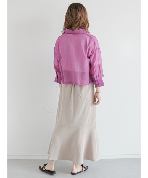 ehka sopo（エヘカソポ）の「ショート丈シアーシャツ（シャツ/ブラウス・レディース・グレー/オフホワイト/ピンク/グリーン・ﾌﾘ-）」の19枚目の写真