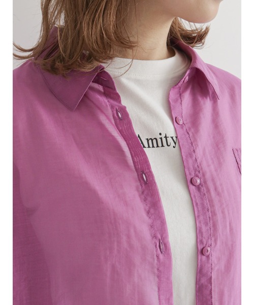 ehka sopo（エヘカソポ）の「ショート丈シアーシャツ（シャツ/ブラウス・レディース・グレー/オフホワイト/ピンク/グリーン・ﾌﾘ-）」の22枚目の写真