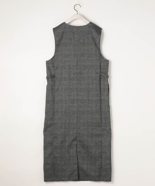 NICOLE white(ニコルホワイト)の「サイドベルトチェックワンピース(ジャンパースカート・レディース・ブラウン/チャコール・FREE)」の3枚目の写真