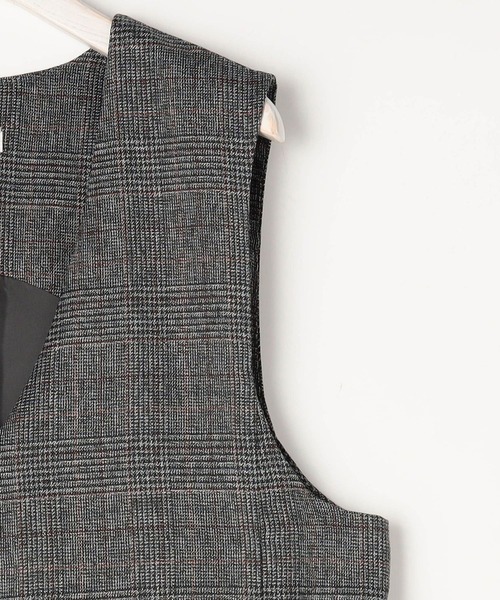 NICOLE white(ニコルホワイト)の「サイドベルトチェックワンピース(ジャンパースカート・レディース・ブラウン/チャコール・FREE)」の5枚目の写真