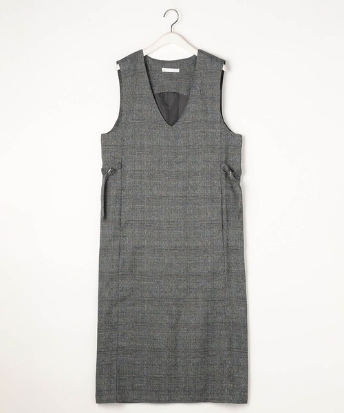 NICOLE white(ニコルホワイト)の「サイドベルトチェックワンピース(ジャンパースカート・レディース・ブラウン/チャコール・FREE)」の12枚目の写真