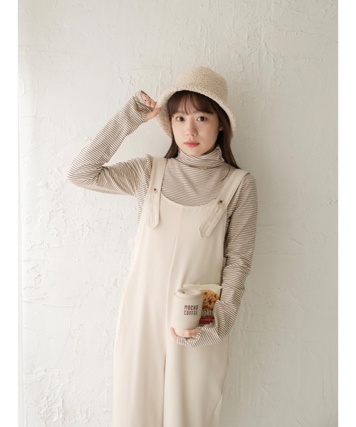 JUMELLE(ジュメロ)の「【極暖】ボーダーフィンガータートル | 真冬 防寒(Tシャツ/カットソー・レディース・アイボリー/ブラック/ホワイト/グレー・MEDIUM)」の9枚目の写真