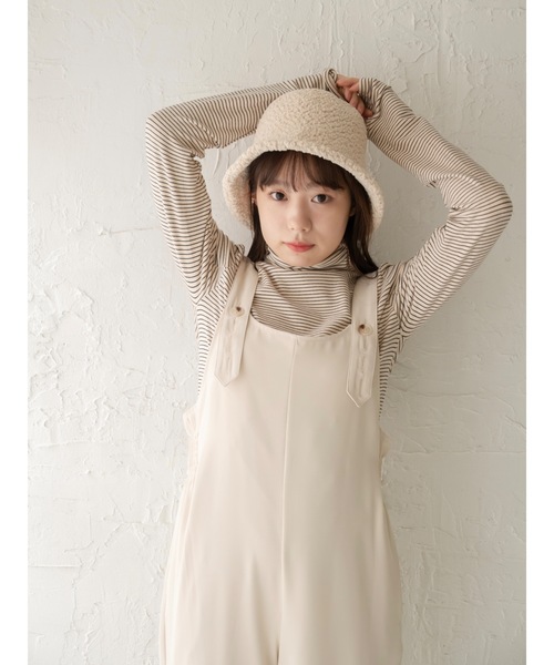 JUMELLE(ジュメロ)の「【極暖】ボーダーフィンガータートル | 真冬 防寒(Tシャツ/カットソー・レディース・アイボリー/ブラック/ホワイト/グレー・MEDIUM)」の12枚目の写真