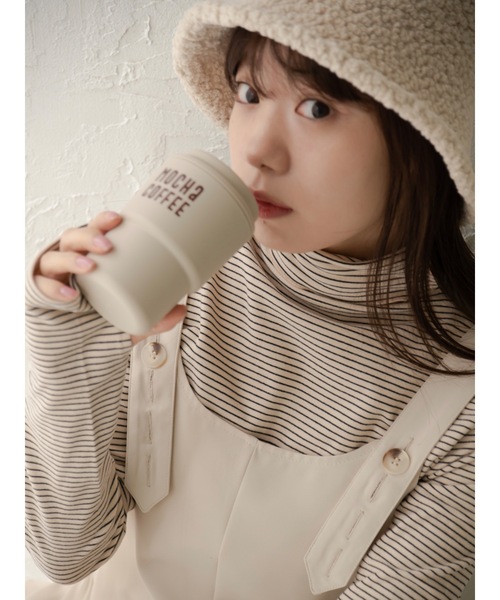 JUMELLE(ジュメロ)の「【極暖】ボーダーフィンガータートル | 真冬 防寒(Tシャツ/カットソー・レディース・アイボリー/ブラック/ホワイト/グレー・MEDIUM)」の19枚目の写真