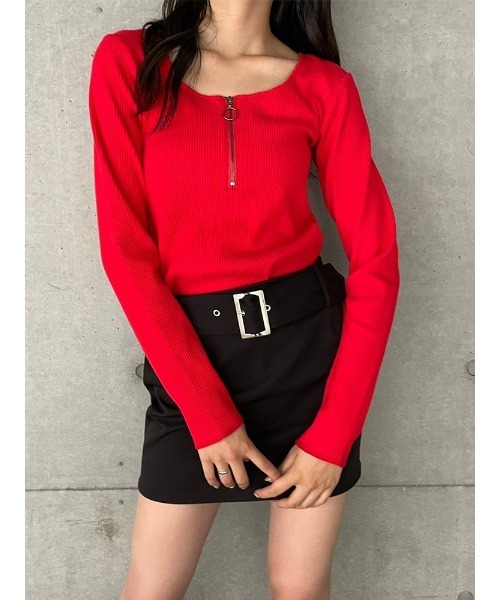 ENVYM（アンビー）の「フロントZIPリブTOPS（Tシャツ