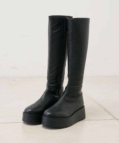 Chico(チコ)の「【2022AW】厚底プラットフォームストレッチロングブーツ(ブーツ・レディース・ブラック/ブラック系その他/グレイッシュベージュ/ブラウン・SMALL/MEDIUM/LARGE)」の22枚目の写真