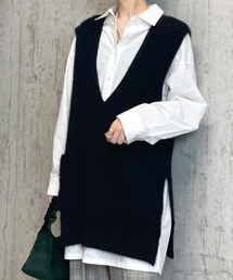 RIVE DROITE（リヴドロワ）の「今年らしいデザインと素材感が魅力/ヘアリーヤーンロングベスト（ベスト）」