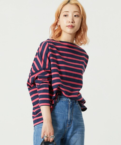 FREAK'S STORE（フリークスストア）の「【限定展開】バスクロングスリーブTシャツ（Tシャツ/カットソー・レディース・ブラック/ベージュ/パープル/ネイビー/オフホワイト/オレンジ/グリーン/その他1/ホワイト×ブラック/チャコール/その他/ピンク/ブルー・ﾌﾘ-）」の7枚目の写真