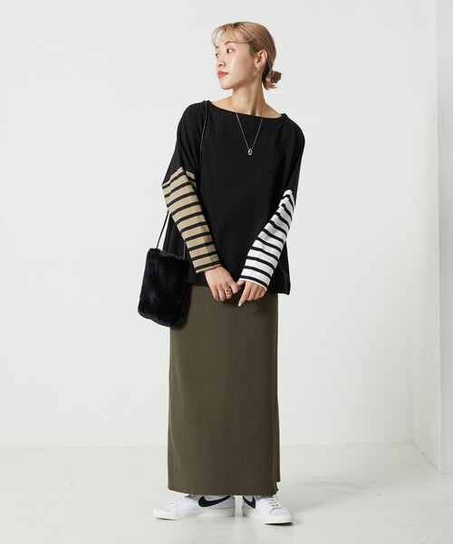 FREAK'S STORE（フリークスストア）の「【限定展開】バスクロングスリーブTシャツ（Tシャツ/カットソー・レディース・ブラック/ベージュ/パープル/ネイビー/オフホワイト/オレンジ/グリーン/その他1/ホワイト×ブラック/チャコール/その他/ピンク/ブルー・ﾌﾘ-）」の18枚目の写真