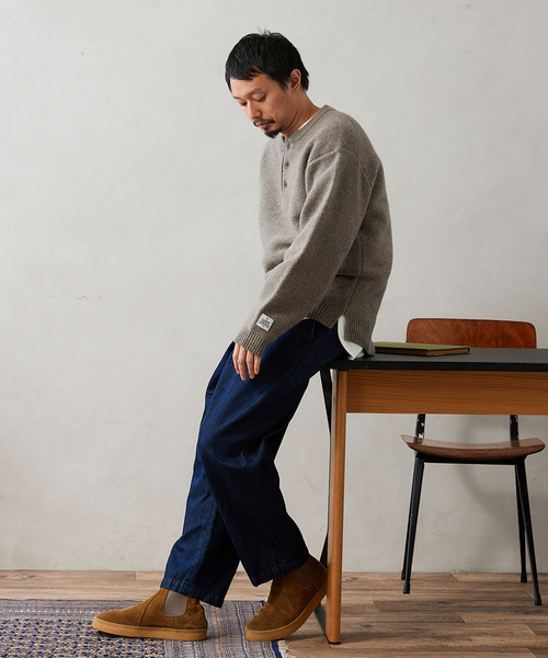 JOURNAL STANDARD relume（ジャーナルスタンダード　レリューム）の「HAMILTON WOOL GATER ヘンリーネックニット（ニット/セーター・メンズ・ボルドー/ブラック系その他/ライトグリーン/グレー・LARGE/MEDIUM）」の8枚目の写真