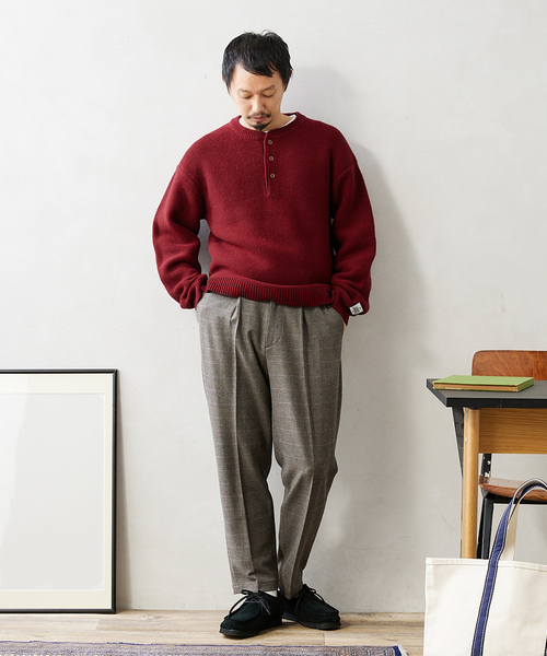 JOURNAL STANDARD relume（ジャーナルスタンダード　レリューム）の「HAMILTON WOOL GATER ヘンリーネックニット（ニット/セーター・メンズ・ボルドー/ブラック系その他/ライトグリーン/グレー・LARGE/MEDIUM）」の12枚目の写真