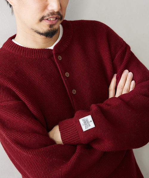 JOURNAL STANDARD relume（ジャーナルスタンダード　レリューム）の「HAMILTON WOOL GATER ヘンリーネックニット（ニット/セーター・メンズ・ボルドー/ブラック系その他/ライトグリーン/グレー・LARGE/MEDIUM）」の15枚目の写真