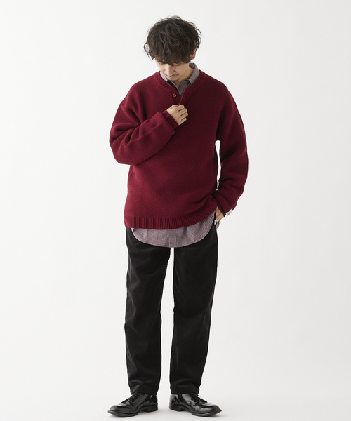 JOURNAL STANDARD relume（ジャーナルスタンダード　レリューム）の「HAMILTON WOOL GATER ヘンリーネックニット（ニット/セーター・メンズ・ボルドー/ブラック系その他/ライトグリーン/グレー・LARGE/MEDIUM）」の22枚目の写真