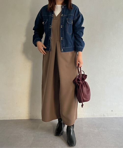 Chez toi(シェトワ)の「Vネックオールインワン(ワンピース・レディース・ブラック/モカ/カーキ・FREE)」の19枚目の写真