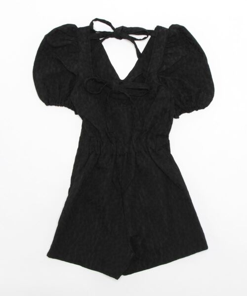 epine（エピヌ）の「scallop collar jaguard double ribbon rompers black（つなぎ/オールインワン・レディース・ブラック・FREE）」の10枚目の写真