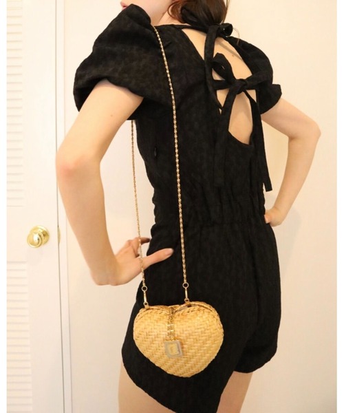 epine（エピヌ）の「scallop collar jaguard double ribbon rompers black（つなぎ/オールインワン・レディース・ブラック・FREE）」の7枚目の写真